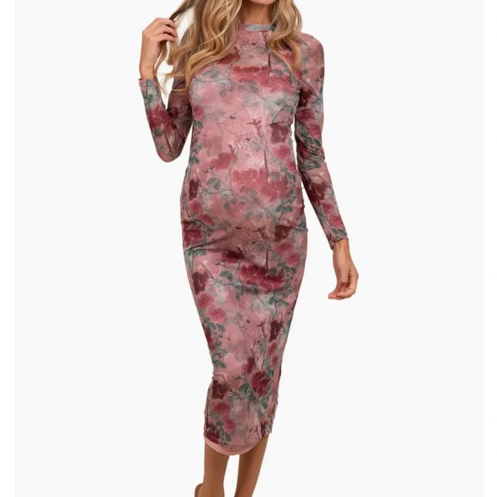 Pinkblush Rose and Sage Long Sleeve Dress - Picture 1 of 3